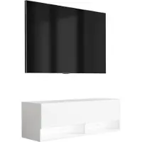 3Xeliving TV-Lowboard 100 cm Mattweiß, LED weiß, 100 × 32 × 34 cm