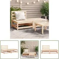 The Living Store Gartensofa ohne Armlehnen mit Fußhocker Massivholz Kiefer