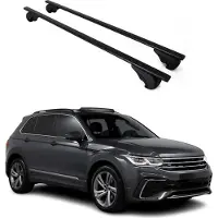 Omtec Dachquerträger für VW Tiguan, Baujahre 2016-2024, aus schwarzem Metall
