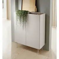 Emporius Furniture Kommode 100 cm Laris - Sideboard Loft, 2 Türen - Wohnzimmer, Metallbeine, Hochkommode (Kaschmir)