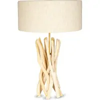 Levandeo Lampe Tischlampe 62cm Holz Holzlampe Unikat Braun Treibholz Leuchte Deko