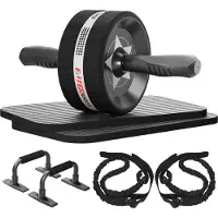 Sonstiges EnterSports 6-in-1 Bauchroller Set mit Fitnessband, Liegestütze, Kniematte - Schwarz