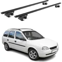 Aurilis Dachträger Gepäckträger für Opel Corsa B Wagon 1993-2000 Alu Schwarz 2 tlg ABE