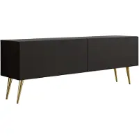 3Xeliving TV-Schrank : Mattschwarz, Goldene Beine, 140 x 52 x 32 cm
