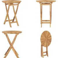 vidaXL Klappbarer Gartentisch Ø 60 cm Teak Massivholz - Gartentisch - Gartentische - Beistelltisch - Beistelltische
