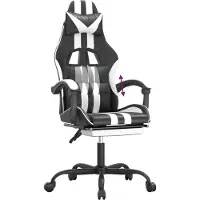 Syfax Gaming-Stuhl mit Fußstütze Schwarz und Weiß Kunstleder