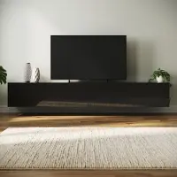 Sonni TV-Schränke Schwarz Hochglanz hängend holz 200 x 40 x 30cm Wandhängend, bodenstehend Niedriger Schrank