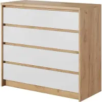 Furnlux Classic FURNLUX Chest Of Drawer Xelo White Und Oak 93cm / Hauptfarbe: Weiß / Abmessungen: 93 x 41 x 90 cm