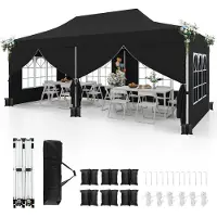 Northix 3 x 6 m Pop-Up-Überdachungszelt mit abnehmbaren Wänden, Schwarz