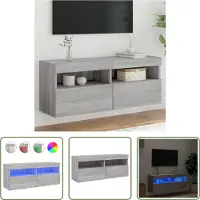 The Living Store TV-Wandschrank mit LED-Leuchten Grau Sonoma 100x30x40 cm