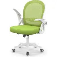 Bigzzia Bürostuhl Ergonomischer - Schreibtischstuhl mit Atmungsaktiv Netzbespannung - Hochklappbare Armlehnen - Höhenverstellbarer - 360° Drehstuhl - Grün