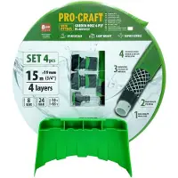 Procraft Gartenschlauch PR-4GH1915F 15 m, 19 mm (3/4 Zoll), 4-lagig, 8 bar Betriebsdruck