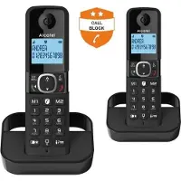 Alcatel Schnurloses Festnetztelefon F860 Duo, Anrufblockierung, 2 Direktwahltasten, Anrufliste, Schwarz