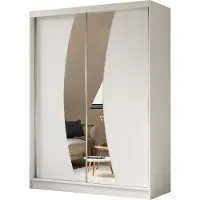MargaretHadas24 160 cm Kleiderschrank Vex mit Spiegel inklusive 2 Schiebetüren Schwebetürenschrank (Farbe: weiß)