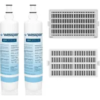 Wessper 2x Wasserfilter SBS003 + 2x Hygienefilter HYG001 – Set für Whirlpool / Bauknecht Kühlschränke