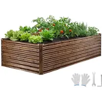 StarTech.com Hochbeet aus Metall - Rechteckiges Gartenbeet 240 x 120 x 62 cm - Für Außenbereich - Gemüsebeet/Blumenbeet - Inkl. Gartenhandschuhe - Pflanzkasten-Set - Frühbeet