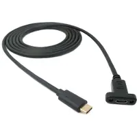 System-S USB 3.1 Kabel 1,8 m Typ C Stecker zu Buchse Schraube in Schwarz