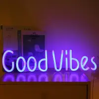 Rosikey LED Neonlicht Zeichen Good Vibes Nachtlicht USB mit Acryl Zurück Panel Home Party Hochzeit Bar Deko Lampe