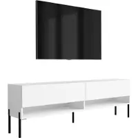 3Xeliving TV-Lowboard 170 cm Mattweiß, gerade schwarze Beine, 170 × 32 × 52 cm