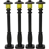 LEGO City: 4 Laternen in Schwarz mit Gelber Lampe