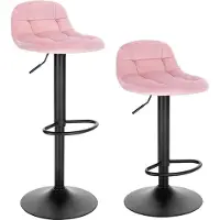 Happyment Barhocker – Rosa – Samt – Ergonomisch – Verstellbar – Sitzhöhe 62–83cm – 2er Set