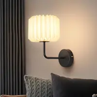 ZMH Wandleuchte Innen Wandlampe Schlafzimmer Vintage Flur Wandbeleuchtung G9 Weiß Flurlamp Papier Lampenschirm Design Belechtung für Wohnzimmer Wand Flur Nachtisch Treppenhaus ohne Leuchtmittel