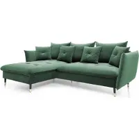 Furnlux Classic FURNLUX Ecksofa Glam Grün Und Schwarz Und Gold 258cm / Hauptfarbe: Grün / Abmessungen: 258 x 91 x 167 cm