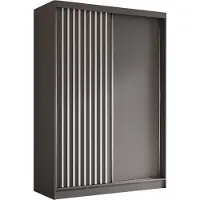 AX Living Cabinio Kleiderschrank 150 Breite – Grau mit Weißen Lamellen