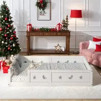 UnboxG Kinderbett 120x200 cm Weiß mit Stern und Mond Geländer Sicheres Holzbett für Kinder Modernes Design, Massivholz