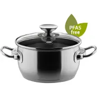 Berndes Kochtopf mit Glasdeckel 16, 20 oder 24 cm, Edelstahl, poliert - Injoy PFAS-frei