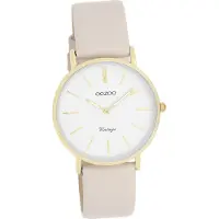 Oozoo Damen Herren Armbanduhr beige Analog Vintage Series Lederarmband D2UOC20393