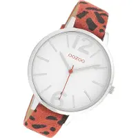 Oozoo Armbanduhr rot schwarz Leder C10194 Timepieces Damen Analog-Uhr UOC10194