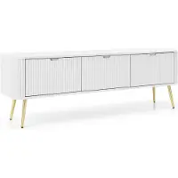 3Xeliving TV-Schrank mit goldenen Beinen, Weiß, Wandbefestigung für Sicherheit