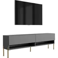 3Xeliving TV-Lowboard 170 cm Anthrazit, gerade schwarze Beine, 170 × 32 × 52 cm