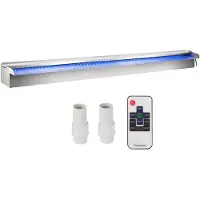StarTech.com Schwimmbad-Wasserfall-Spiller - Edelstahl-Wasserspiel mit LED-Streifen, Schlauchanschluss & Fernbedienung - Teich Pool Fontäne - 90 x 11,5 x 8 cm - Korrosionsbeständig
