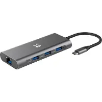 Xtrememac XWH-HUB8-13, USB Typ-C, HDMI, RJ-45, USB Typ-C, MiniSD, SDHC, SDXC, 40000 Mbit/s, Grau, 1 Stück(e)