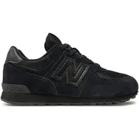 New Balance Sneaker "574", Jungen, Gr. 38, schwarz, Leder, Synthetik, Textil, Schuhe Sneaker, mit niedrigem Schaft, aus Leder und Textil