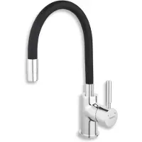 Ferro Novaservis freistehende Spültischarmatur mit elastischem Arm, schwarz/chrom, 70710.0C