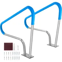 OEM VEVOR Pool-Handlauf, 2 Stück, 1220 x 905 x 100 mm, Pooleinstieg Edelstahl mit Grundplatte für Innen-/Außenpools, Einstieghilfe für Schwimmbäder