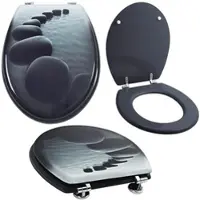 Grafner WC Sitz aus MDF stabile Qualität Motiv Black Stone mit Absenkautomatik Soft Close