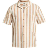 Quiksilver Kurzarmhemd "Sunset Song", Herren, Gr. L, US-Größen, bone weiß stripes sunset, Obermaterial: 55% Baumwolle, 45% Hanf., Hemden Kurzarmhemd