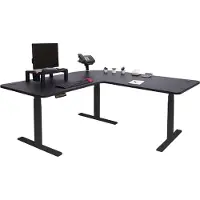 Mendler Eck-Schreibtisch HWC-D40, Computertisch elektrisch höhenverstellbar 178x178cm 84kg MVG schwarz, schwarz