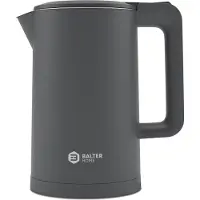 Balter Wasserkocher Edelstahl 1,7L, 2200W, BPA-frei, LED-Beleuchtung, Doppelwand, Teekessel mit Abschaltautomatik, Trockenlaufschutz, Grau