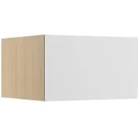 Kochstation Aufsatzschrank "KS-Lucy", weiß (weiß glanz, eiche hell), B:60cm H:35,2cm T:58,1cm, Schränke, Aufsatzschrank, Breite 60 cm, Tiefe 57,1 cm, mit 1 Tür "Push to Open"