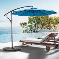 LVHOM Sonnenschirm Ampelschirm mit Kurbel 2,95m x 2,95m, Gartenschirm, Kurbelschirm wasserabweisend, Marktschirm Neigbar, UV50+, Blau