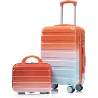 LVHOM Hartenschalenkoffer-Set 2-teilig aus ABS-Hartschale, 14"-20"-Set mit 360° Rollen, Reisekoffer-Set, Trolley Set wasserdicht, Rot