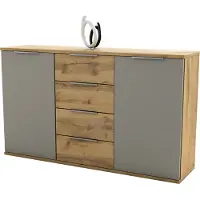 Pol-Power Sideboard Beistellschrank Anrichte Standschrank Kommode Schrank "Constantin I" Wildeiche / Basaltgrau