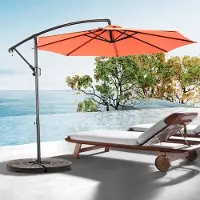 LVHOM Sonnenschirm Ampelschirm mit Kurbel 2,95m x 2,95m, Gartenschirm, Kurbelschirm wasserabweisend, Marktschirm Neigbar, UV50+, Orange
