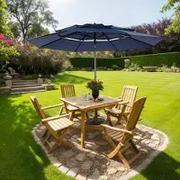 LVHOM Sonnenschirm Ø 294cm, Sonnenschutz UPF 50+, Ampelschirm, Marktschirm, Dunkelblau