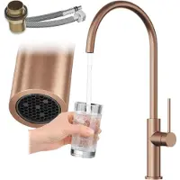 Granitan - Küchenarmatur - Wasserhahn Küche Höhe 42,4 cm - Mischbatterie Gold - Keramikkopf - SLIM